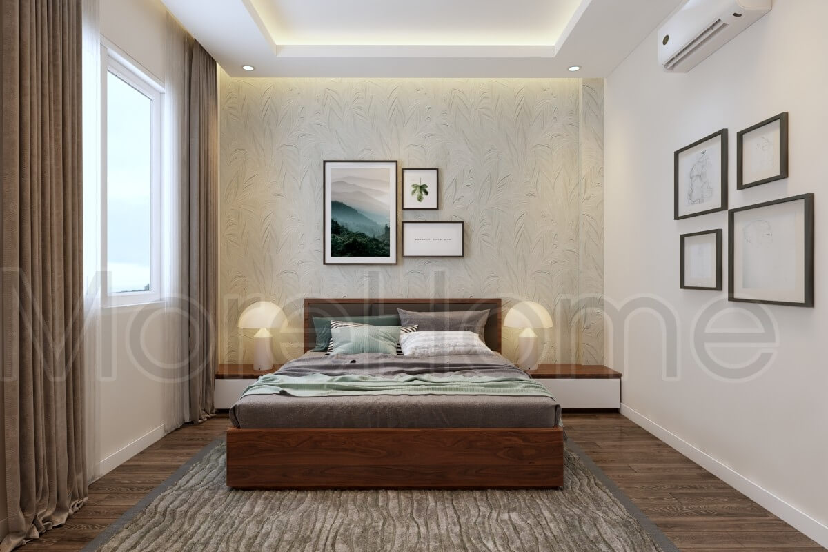 Thiết kế nội thất phòng ngủ nhỏ đơn giản, không quá cầu kỳ nhưng toát lên được sức hút khi bước vào căn phòng