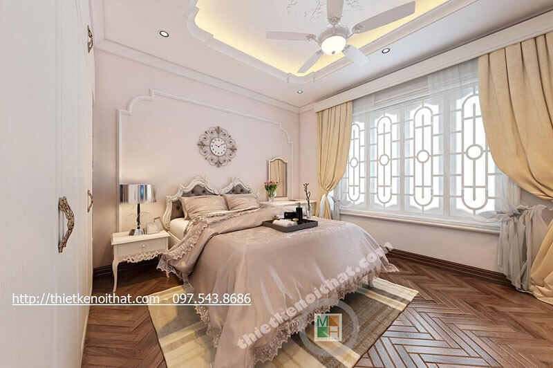 Thiết kế nội thất phòng ngủ phong cách tân cổ điển cao cấp, sang trọng Thiết kế nội thất phòng ngủ biệt thự đẹp, sang trọng