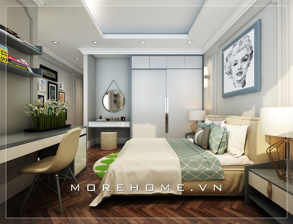 Thiết kế phòng ngủ nhỏ cần tận dụng diện tích tối đa để bố trí nội thất, giúp căn phòng thêm gọn gàng hơn