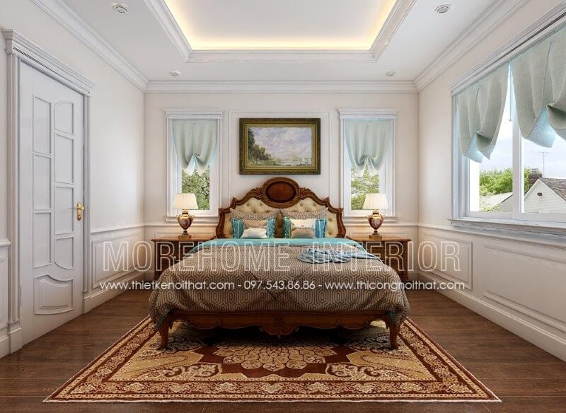 Đây là một trong những mẫu giường ngủ gỗ óc chó kiểu dáng tân cổ điển được khách hàng lựa chọn nhiều năm 2020