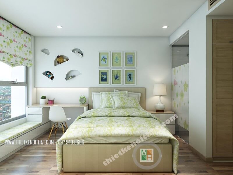 Mẫu thiết kế nội thất phòng ngủ cho bé đơn giản kết hợp đồ nội thất nhỏ gọn tạo nên căn phòng ngủ mơ ước