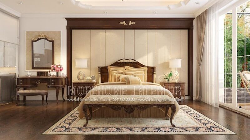 Biến không gian nội thất phòng ngủ của bạn trở nên ấn tượng hơn, sang trọng hơn với mẫu giường ngủ tân cổ điển bằng gỗ óc chó
