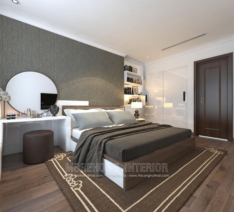 Lựa chọn tone màu nâu trầm chủ đạo, giường ngủ 2 người được làm từ gỗ công nghiệp mang lại cho người sử dụng cảm giác ấm cũng và thư giãn hơn sau mỗi ngày làm việc và học tập mệt mỏi Giường ngủ hiện đại