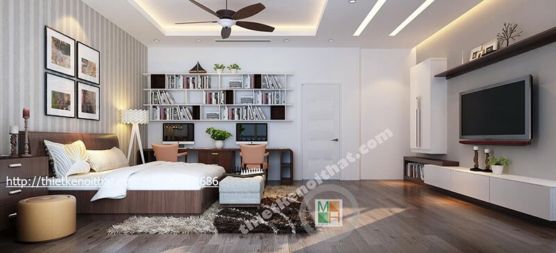 Mẫu giường ngủ gỗ bệt bọc da đầu giường hiện đại cho phòng ngủ Giường ngủ hiện đại