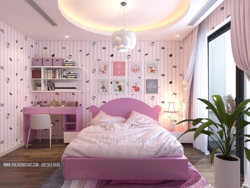 Giường ngủ màu hồng