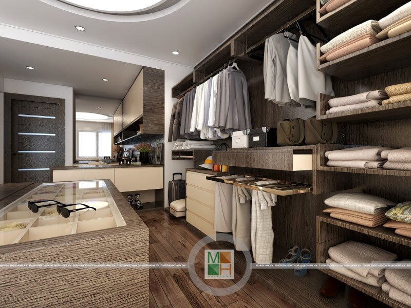 Mẫu tủ quần áo gỗ công nghiệp cho phòng ngủ chung cư thêm đẹp, hiện đại, tuy đơn giản nhưng không kém phần sang trọng và tính tế