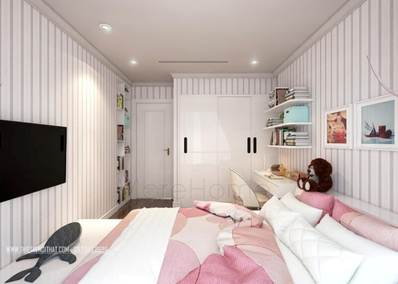 Mẫu nội thất phòng ngủ bé gái chung cư đầy mới lạ