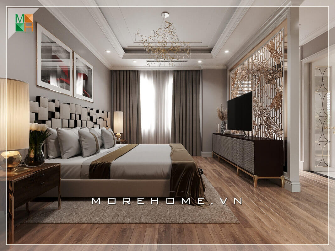 Chiêm ngưỡng mẫu giường ngủ khung gỗ bọc nệm đầu giường rất độc đáo và hiện đại. Thiết kế phòng ngủ tại Hà Nội
