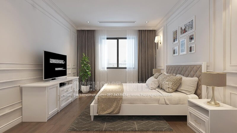 Giường ngủ màu trắng hiện đại chủ đạo đem đến cho căn phòng ngủ sự nhẹ nhàng, tràn ngập sức sống cũng như năng lượng tươi mới