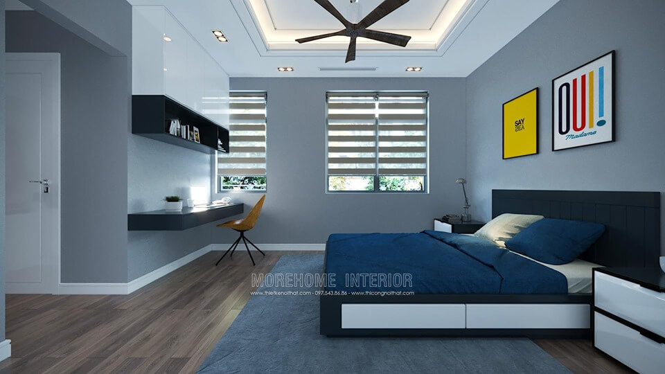 Mẫu thiết kế nội thất phòng ngủ hiện đại đẹp cho phòng bé trai