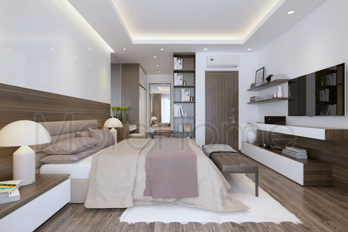 Trang trí nội thất phòng ngủ bằng gỗ công nghiệp sang trọng Thiết kế phòng ngủ tại Hà Nội