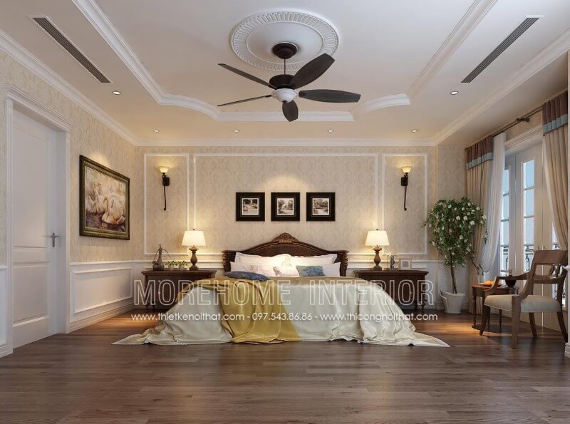 Giường ngủ gỗ óc chó tân cổ điển Giường ngủ gỗ óc chó tân cổ điển