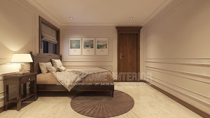 Mẫu thiết kế giường ngủ trẻ em gỗ óc chó đẹp, kiểu dáng tân cổ điển đơn giản Thiết kế phòng ngủ tại Hà Nội