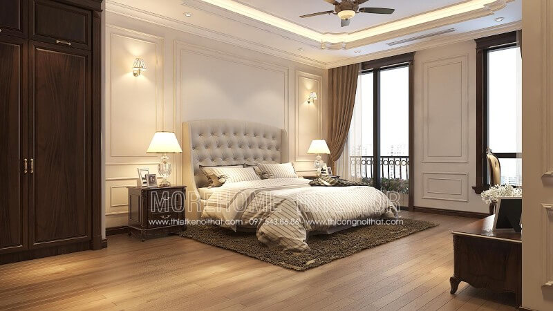 Mẫu giường ngủ gỗ tự nhiên bọc da đầu giường đầy ấn tượng, đây là mẫu giường ngủ đẹp luôn nằm trong